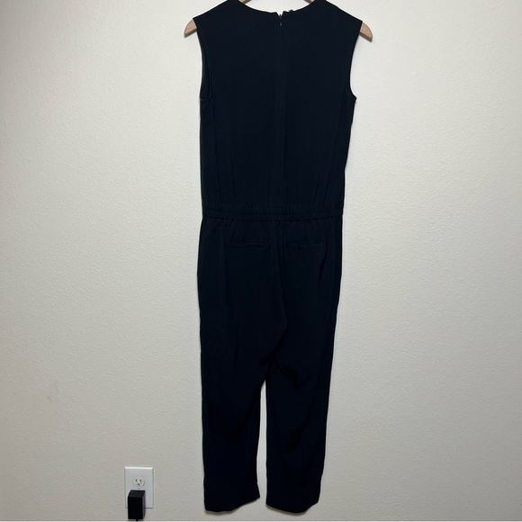 J. Crew Women Crepe Jumpsuit 0 Black Sleeveless V-Neck Minimalist Crop Ankle - Picture 6 of 11